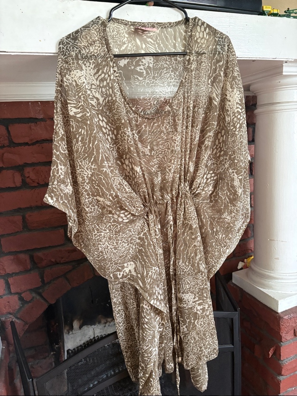 Sunflower Women’s Tan Printed Drawstring Tunic Top size M/L - Picture 2 of 7